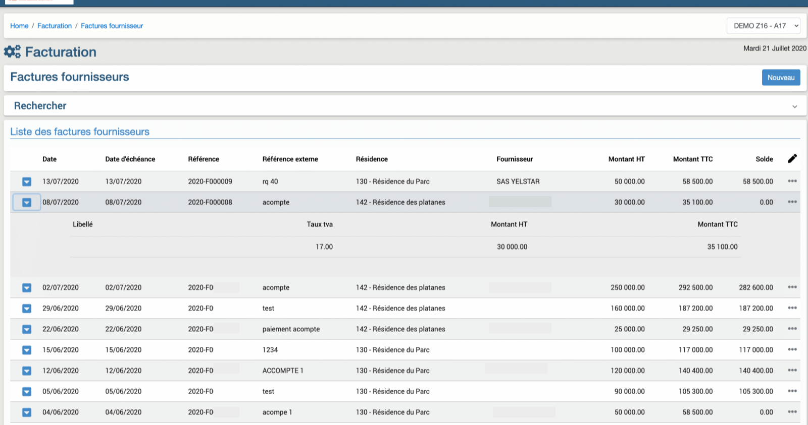 factures fournisseurs a17